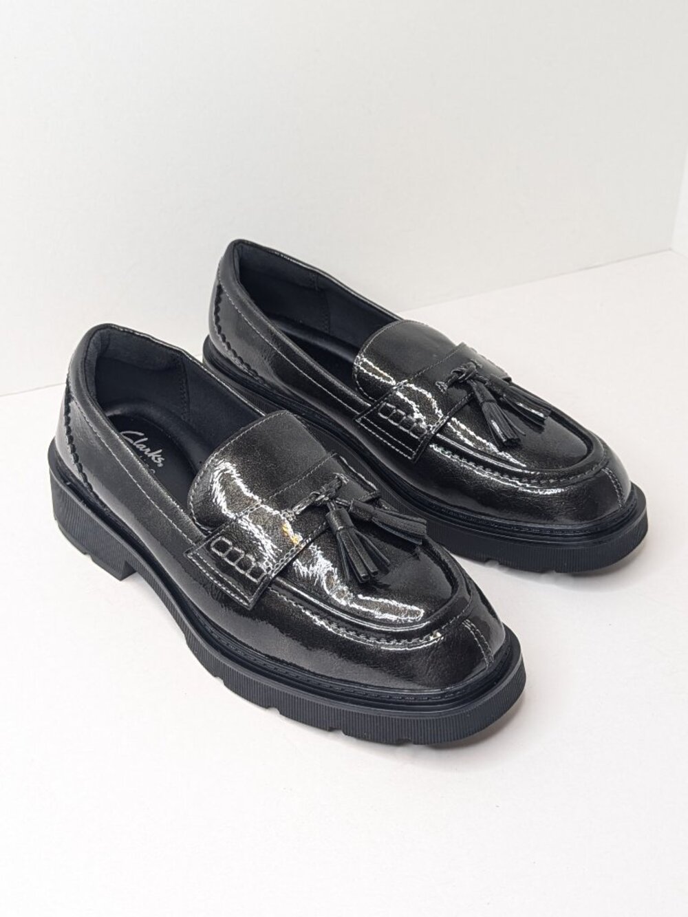 Clarks Lauryl Tassel Loafers Dark Grey Womens 9.5 Wide